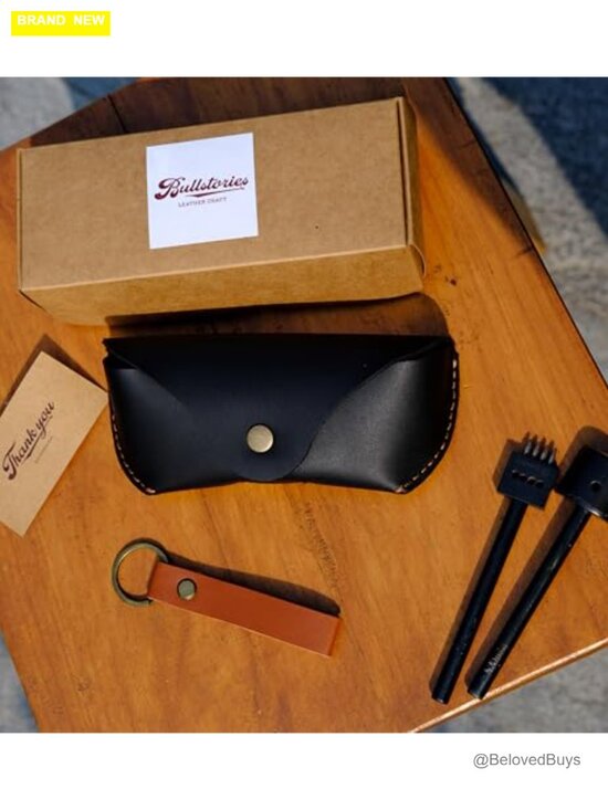 Semi-Hard Cowhide Leather Eyeglasses Case with Wristlet Lanyard main image 5